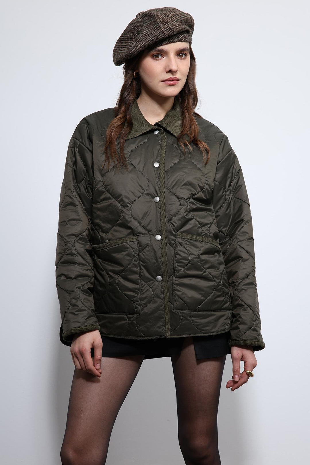 ANT Antioch Haki Kontrast Yaka Desenli Mont - Slavuta