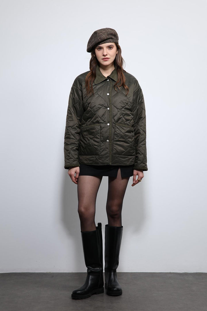 ANT Antioch Haki Kontrast Yaka Desenli Mont - Slavuta