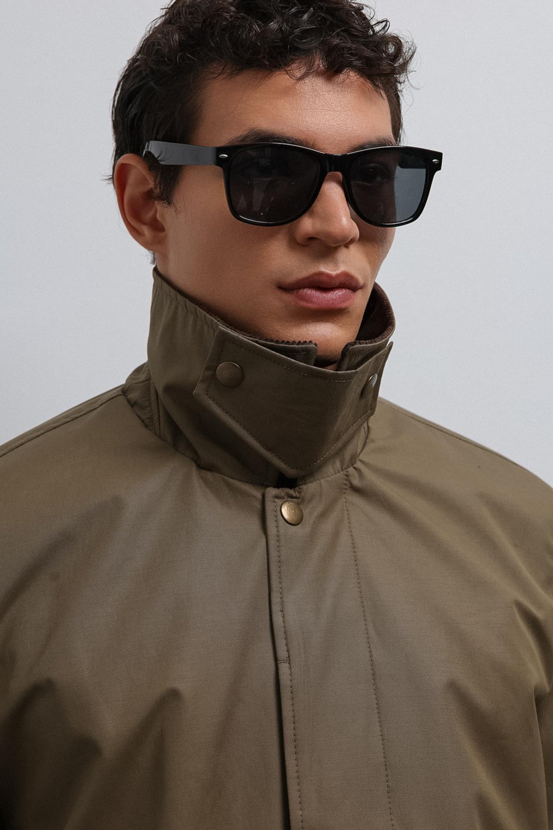 ANT Antioch Haki Contrast Collar Technical Men's Trench Coat - Bastia