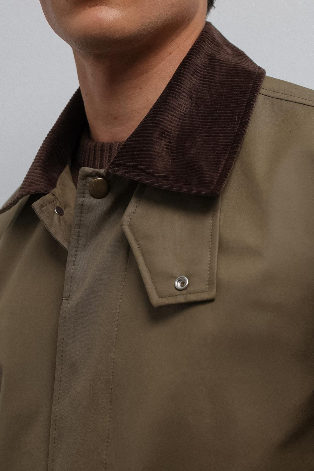 ANT Antioch Haki Contrast Collar Technical Men's Trench Coat - Bastia