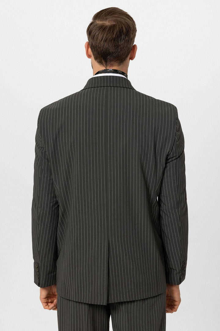 ANT Antioch Khaki Cross Closure Striped Men's Blazer Jacket - Metz