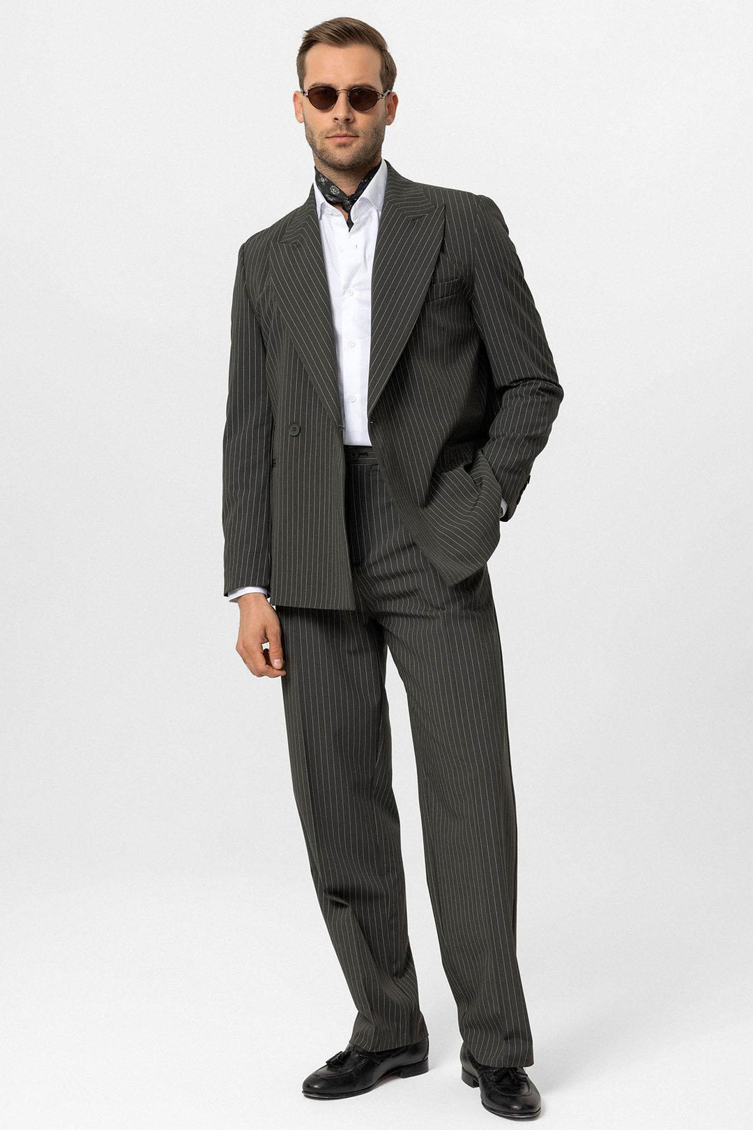 ANT Antioch Khaki Cross Closure Striped Men's Blazer Jacket - Metz