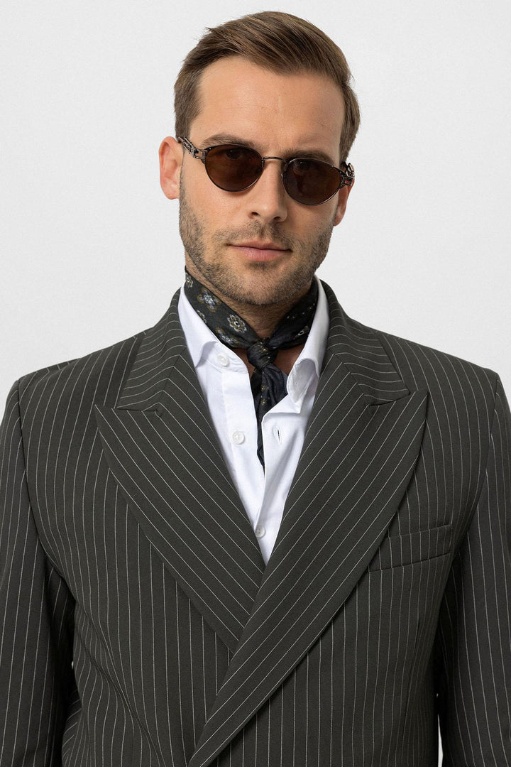 ANT Double-breasted Closure Striped Men's Blazer Jacket - Wentzville