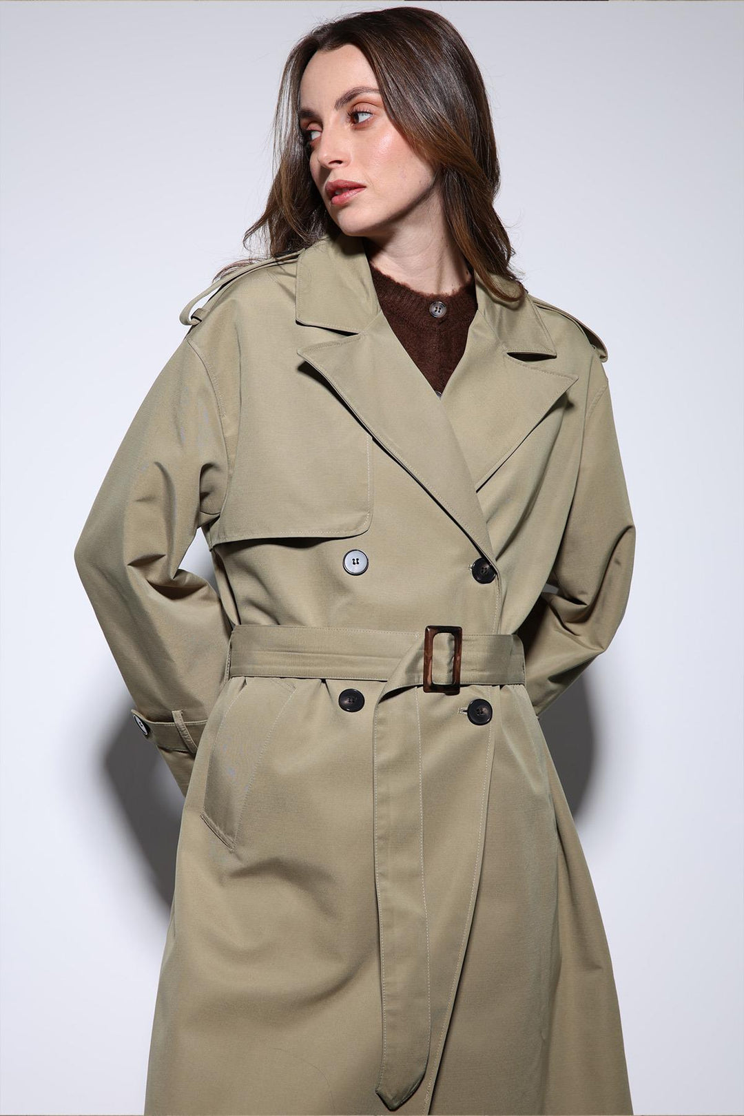 ANT Antioch Khaki Double-Breasted Belted Women's Trench Coat - York