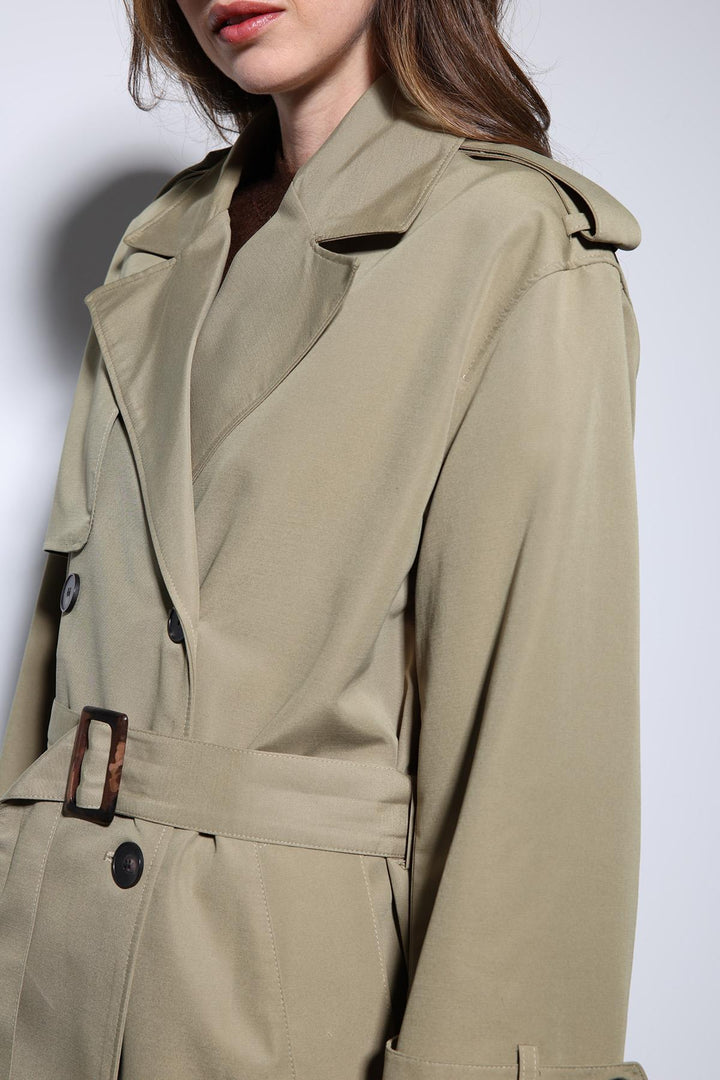 ANT Antioch Haki Kruvaze Kemerli Kadın Trençkot - Frankenthal