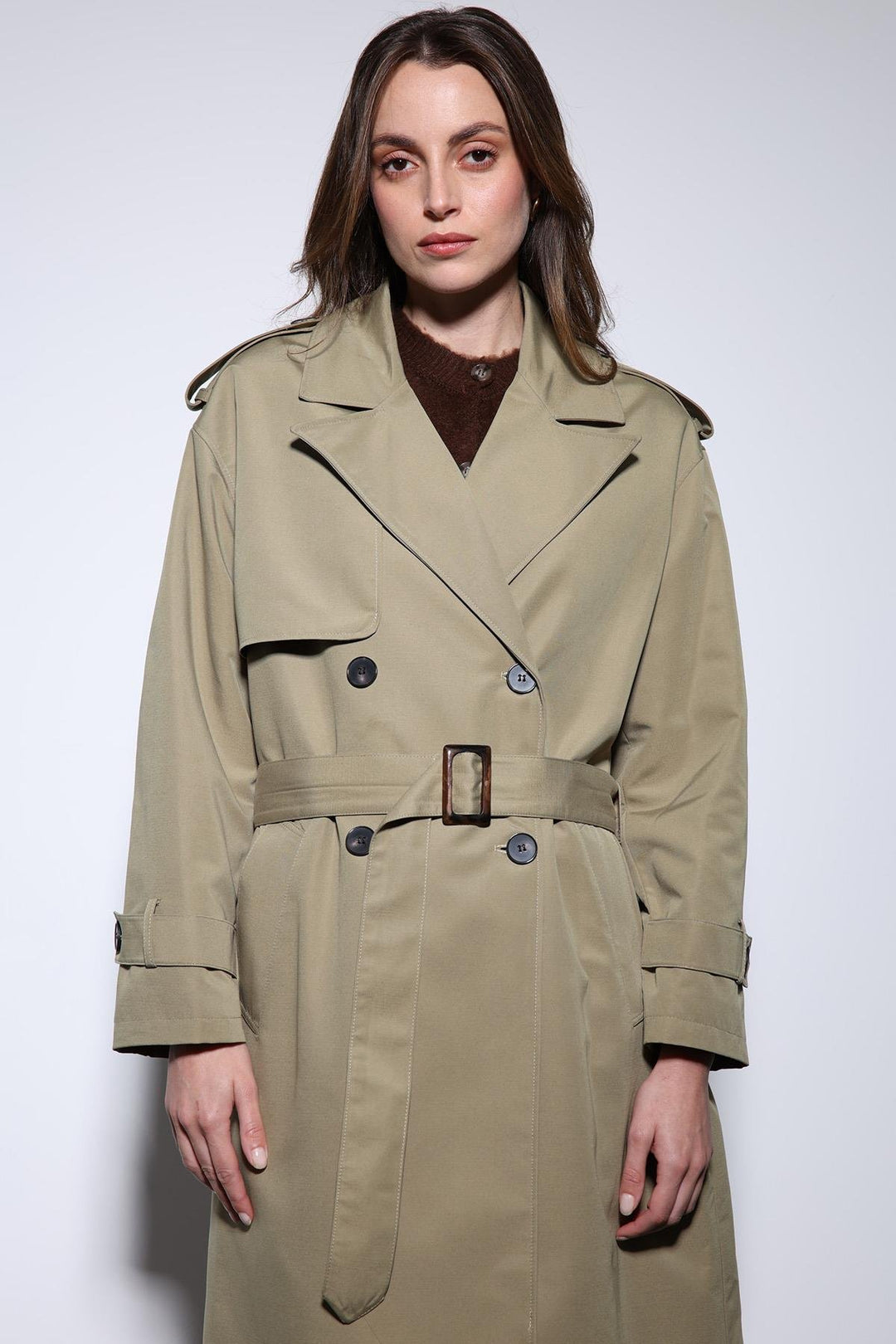 ANT Antioch Khaki Double-Breasted Belted Women's Trench Coat - York