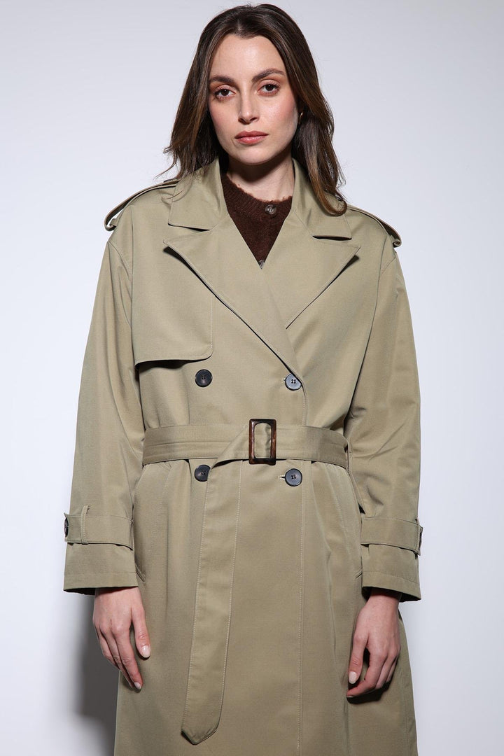 ANT Antioch Khaki Double-Breasted Belted Women's Trench Coat - York