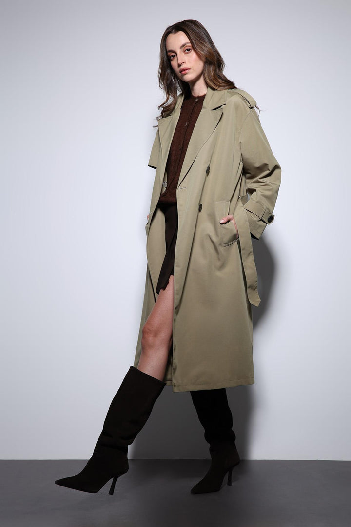 ANT Antioch Khaki Double-Breasted Belted Women's Trench Coat - York