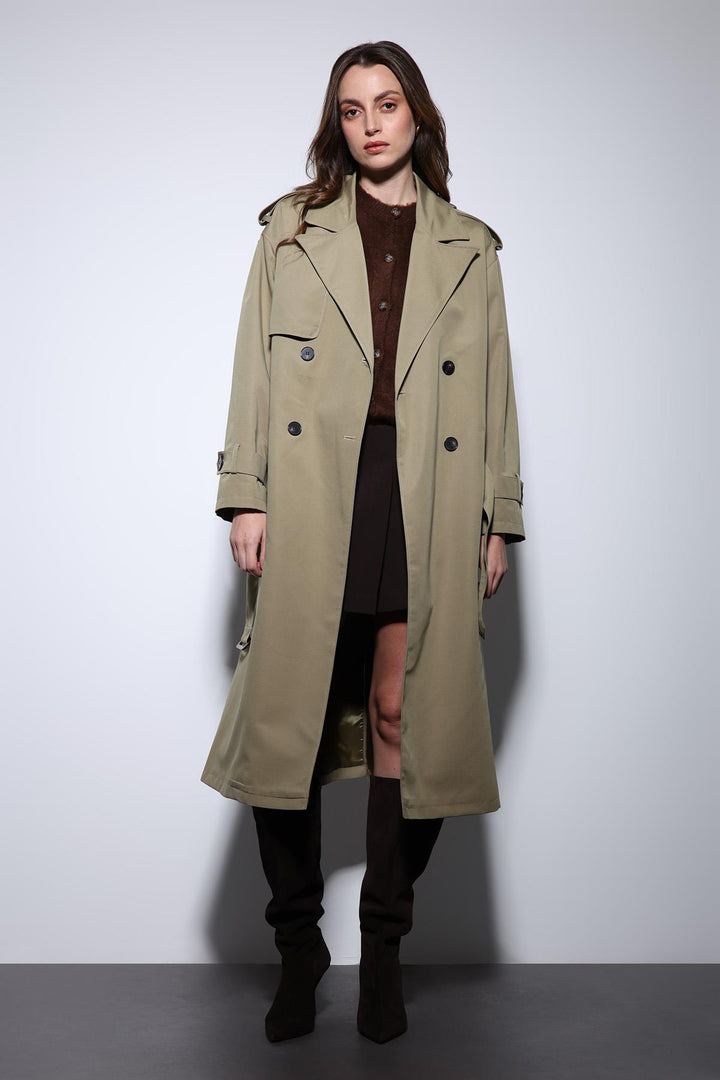 ANT Antioch Khaki Double-Breasted Belted Women's Trench Coat - York