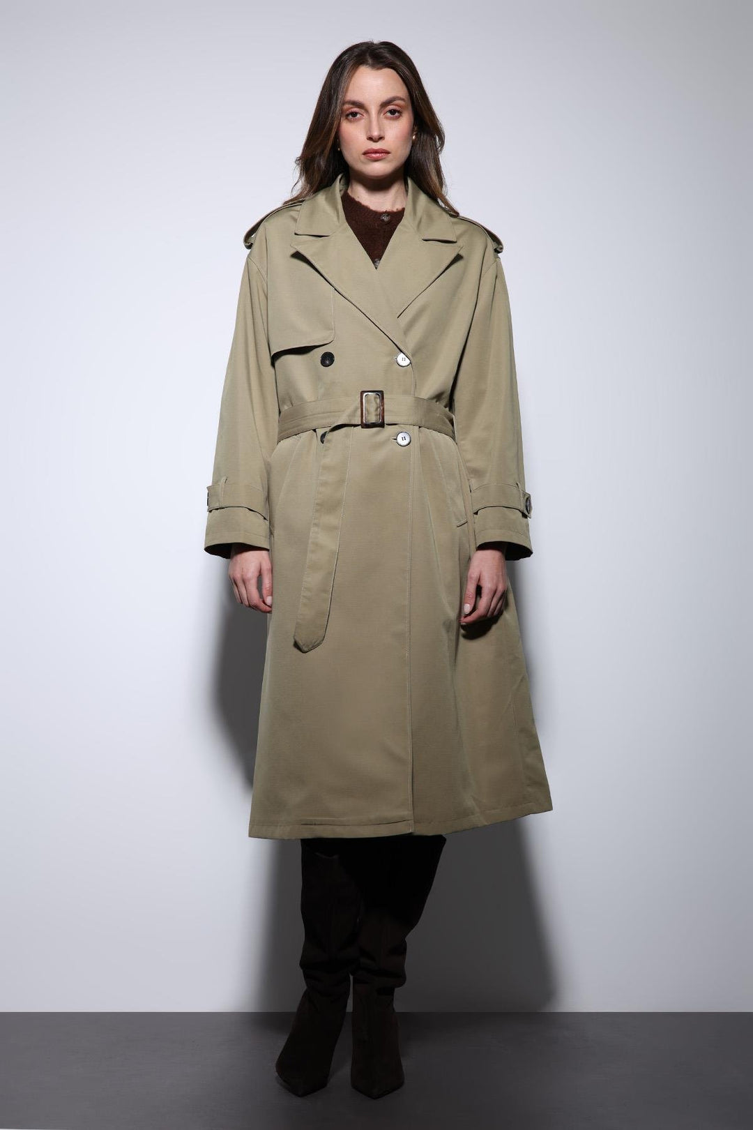 ANT Antioch Khaki Double-Breasted Belted Women's Trench Coat - York