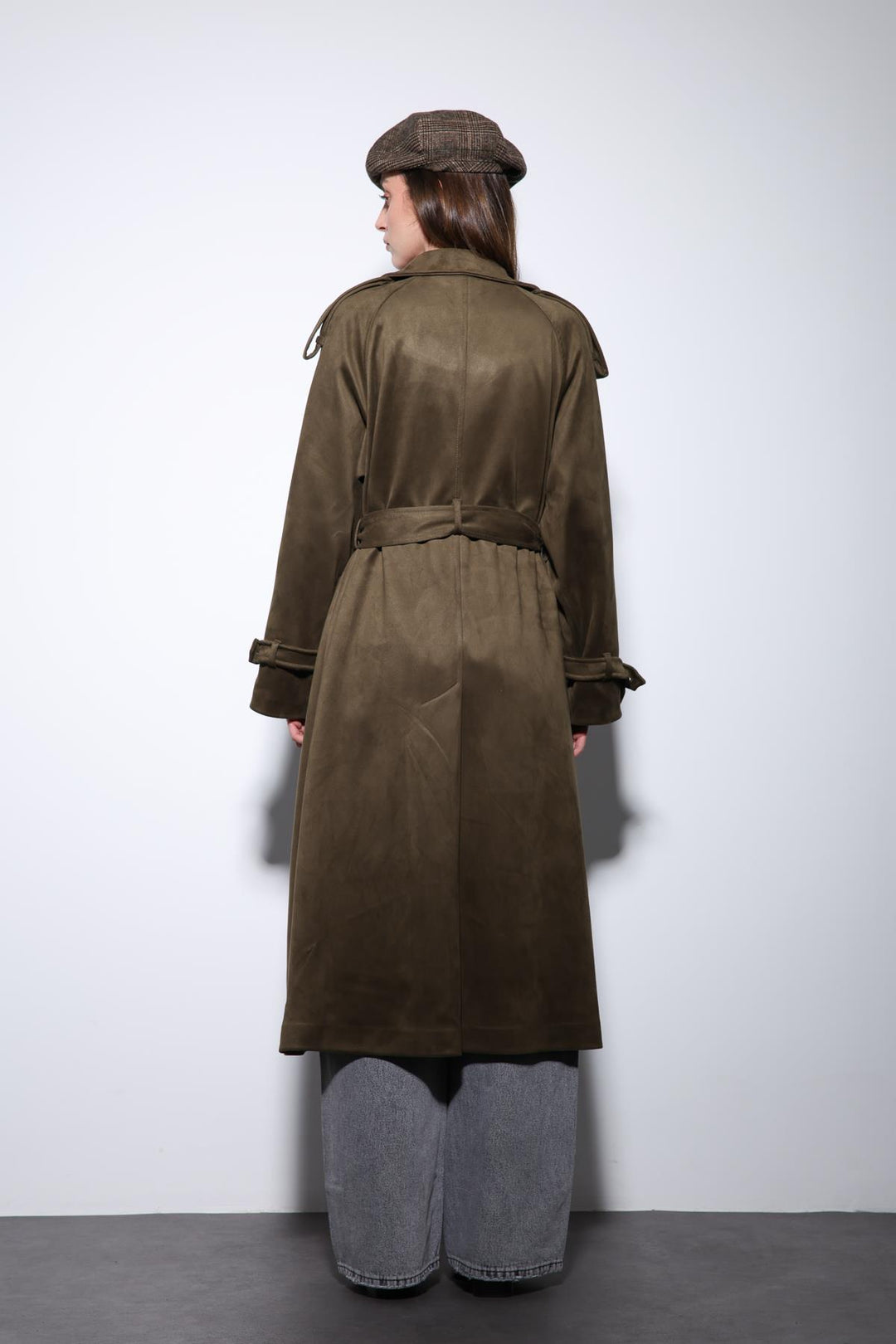 ANT Antioch Khaki Crossover Suede-Look Premium Women's Trench Coat - Toulouse