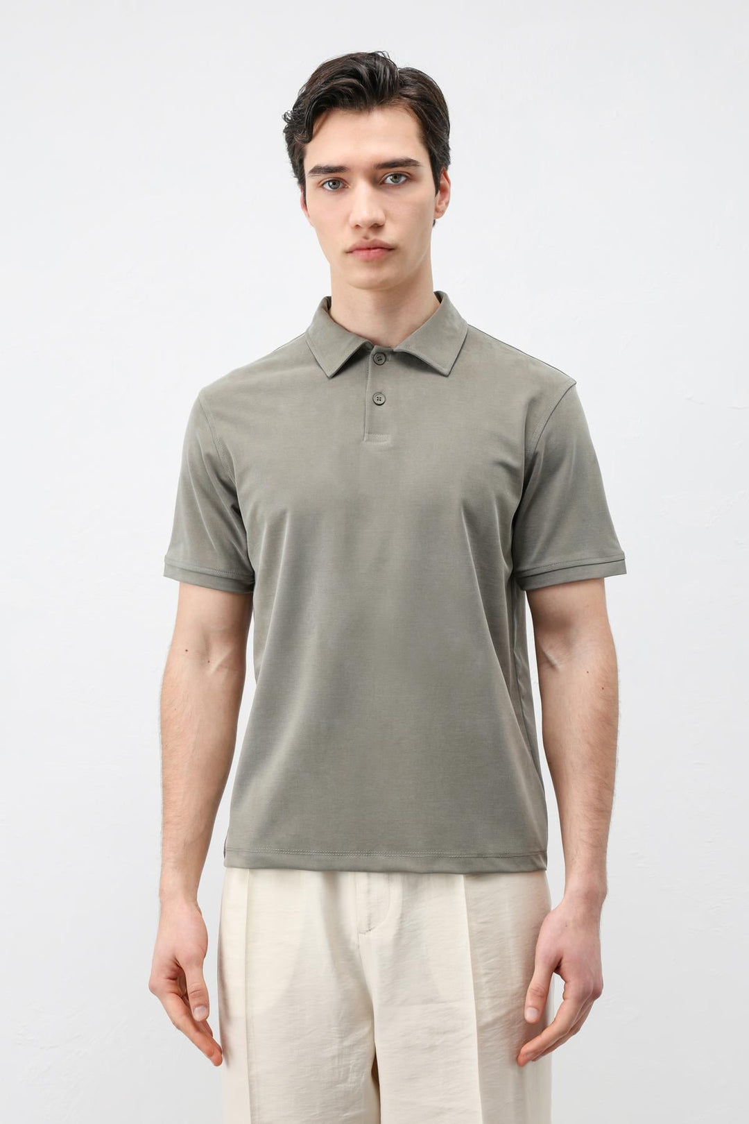 ANT Antioch Haki Lyocell Karışımlı Polo Yaka Erkek T-Shirt - Coyula
