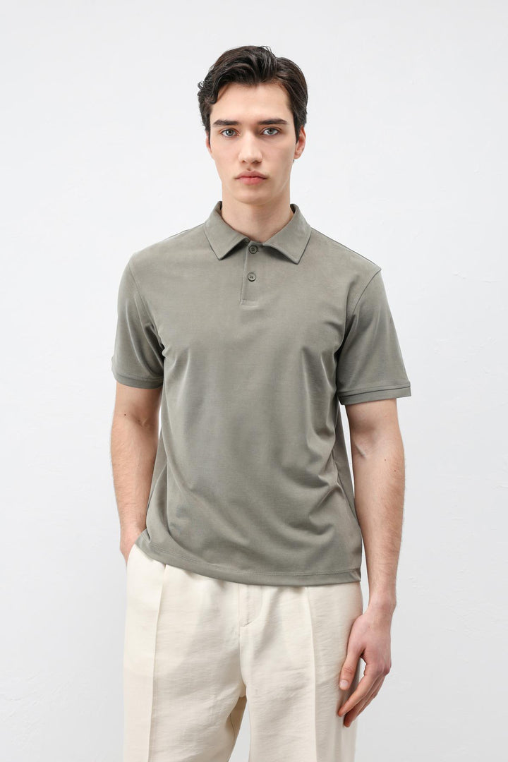 ANT Antioch Haki Lyocell Karışımlı Polo Yaka Erkek T-Shirt - Coyula