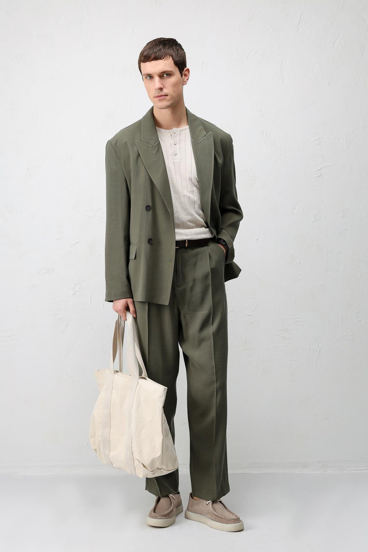 ANT Antioch Haki Modal Karışımlı Relaxed Fit Erkek Blazer Ceket - Lawrence