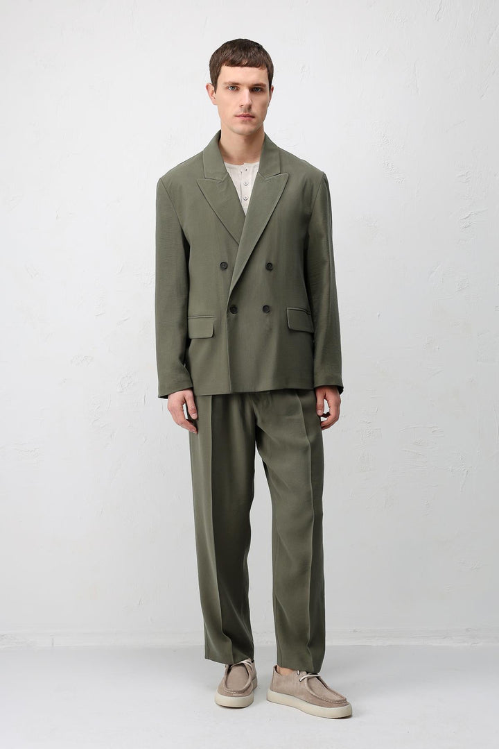 ANT Antioch Haki Modal Karışımlı Relaxed Fit Erkek Blazer Ceket - Lawrence