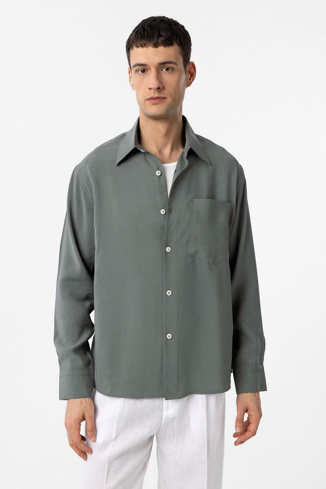 ANT Antioch Beige Modal Fabric Relax Fit Men's Shirt - Lubny