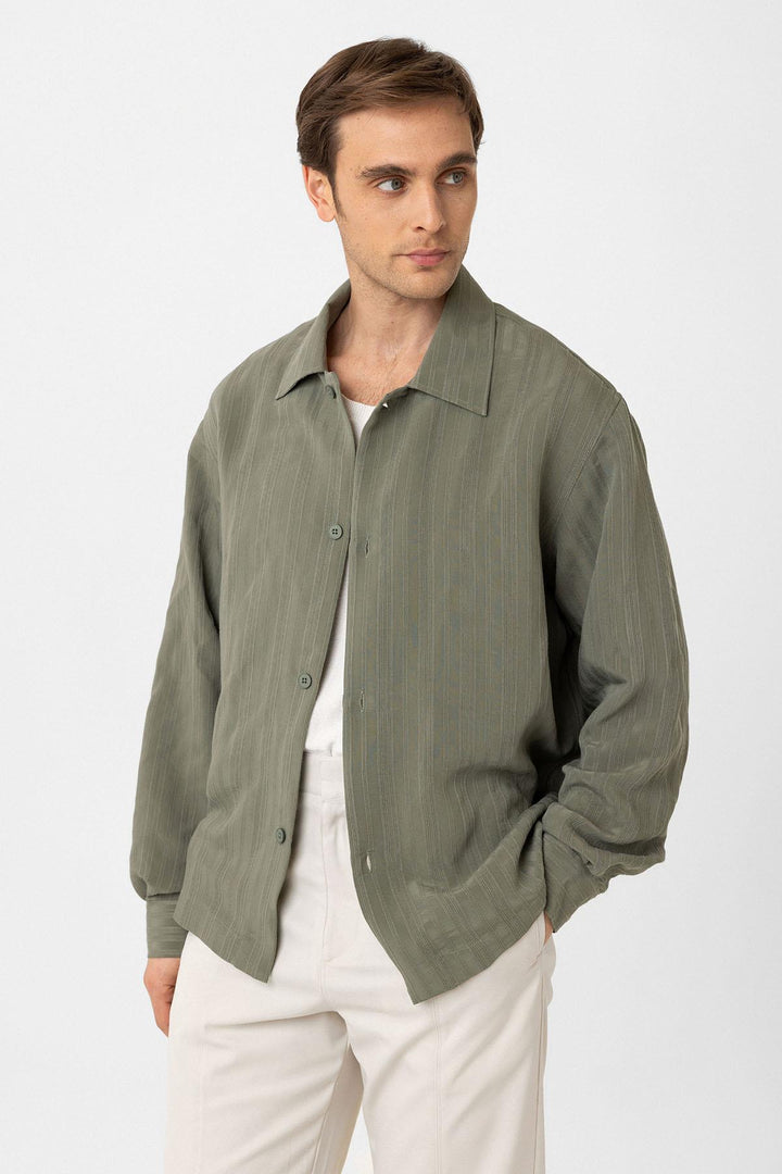 ANT Antioch Haki Oversize Textured Men's Shirt - Panevėžys