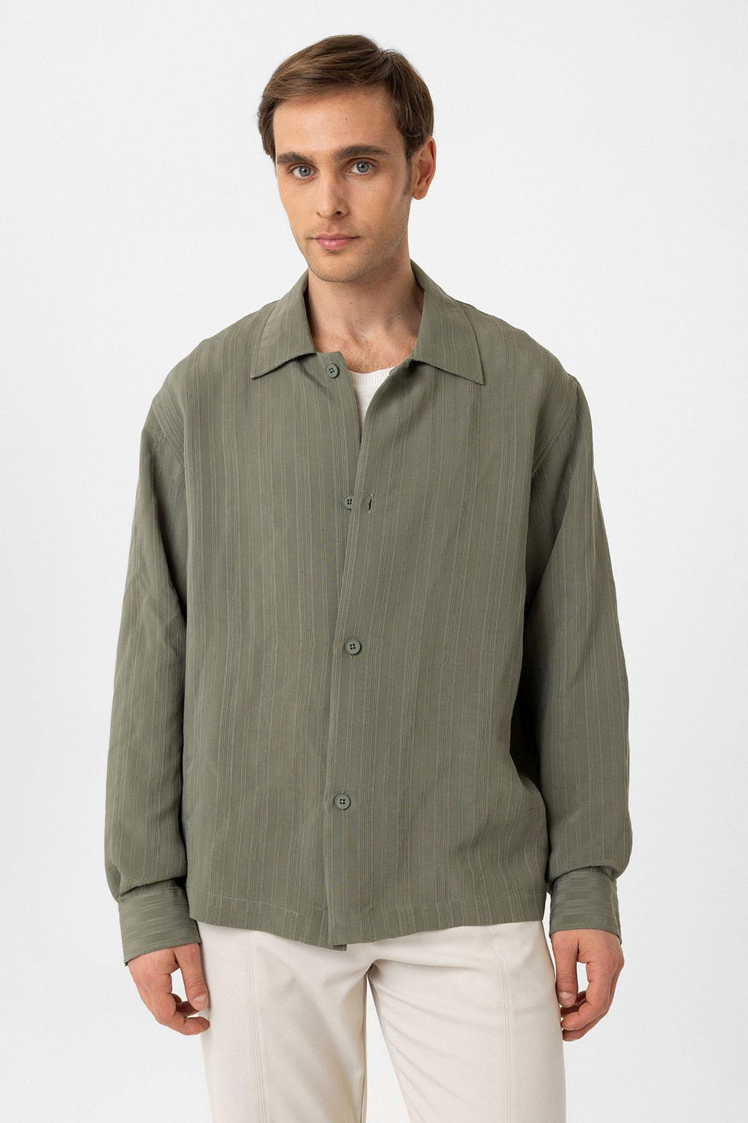 ANT Antioch Haki Oversize Textured Men's Shirt - Panevėžys