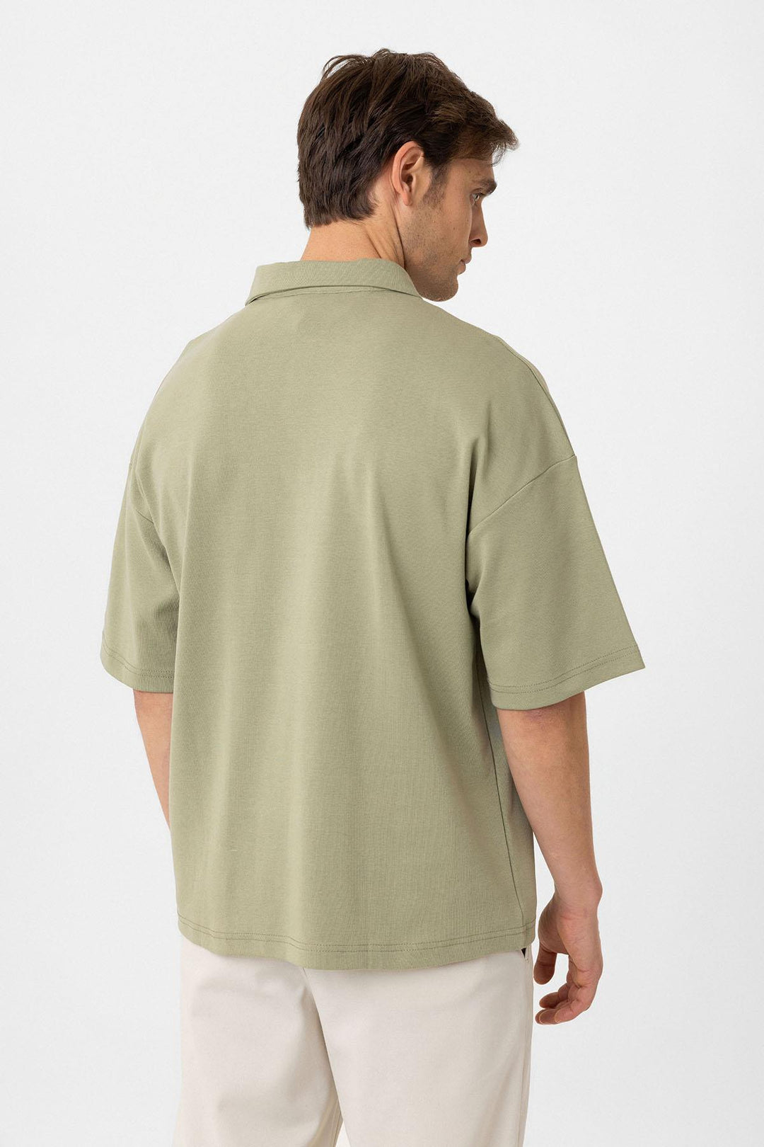 ANT Antioch Haki Oversize Polo Yaka Fermuarlı Erkek T-Shirt - Santarém