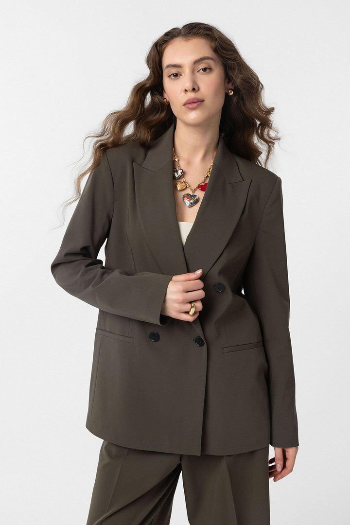 ANT Antioch Haki Regular Fit Double-Breasted Women's Blazer Jacket - Fort Collins