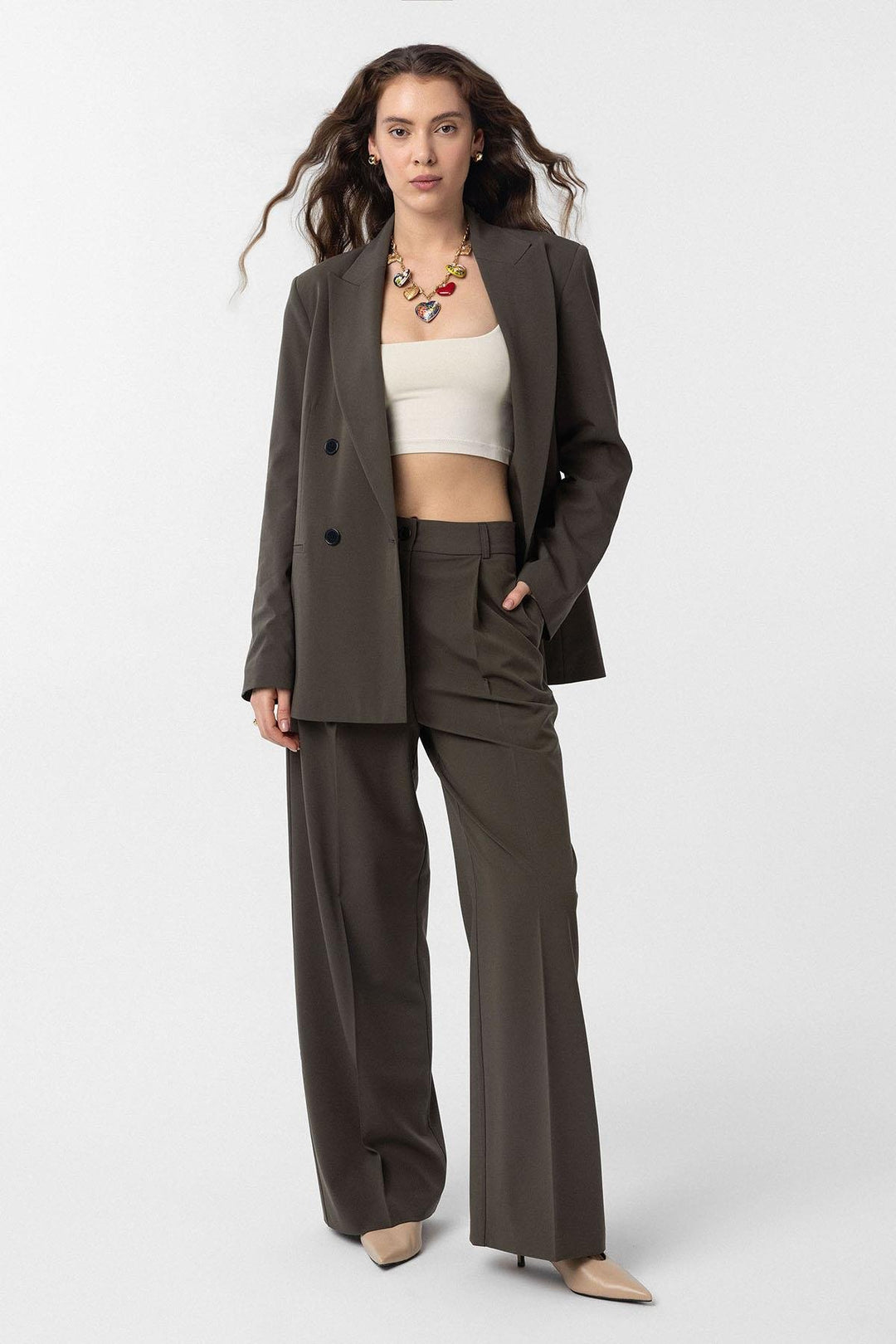 ANT Antioch Haki Regular Fit Double-Breasted Women's Blazer Jacket - Fort Collins