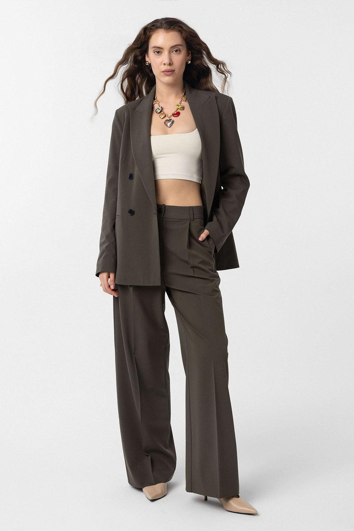 ANT Antioch Haki Regular Fit Double-Breasted Women's Blazer Jacket - Fort Collins