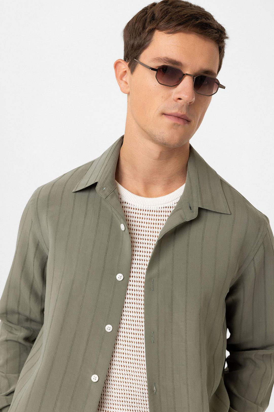 ANT Antioch Haki Relax Fit Striped Men's Shirt - Marana