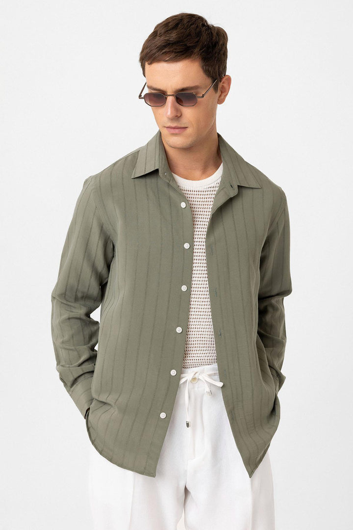 ANT Antioch Haki Relax Fit Striped Men's Shirt - Marana