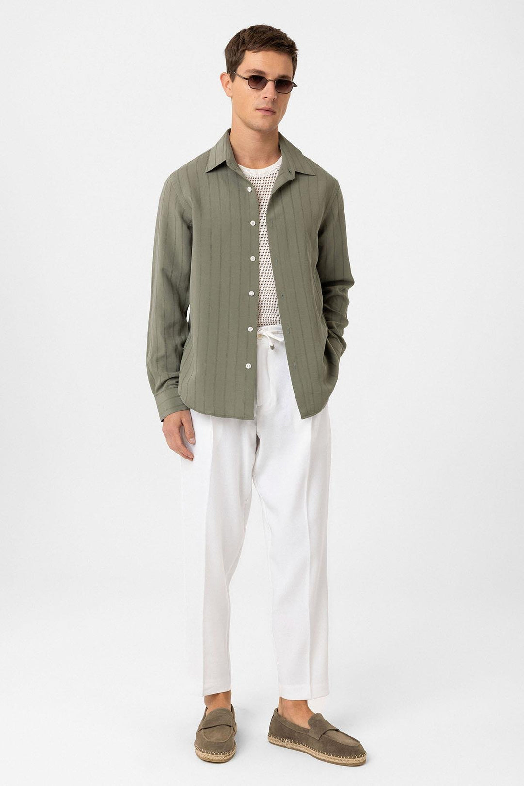 ANT Antioch Haki Relax Fit Striped Men's Shirt - Marana