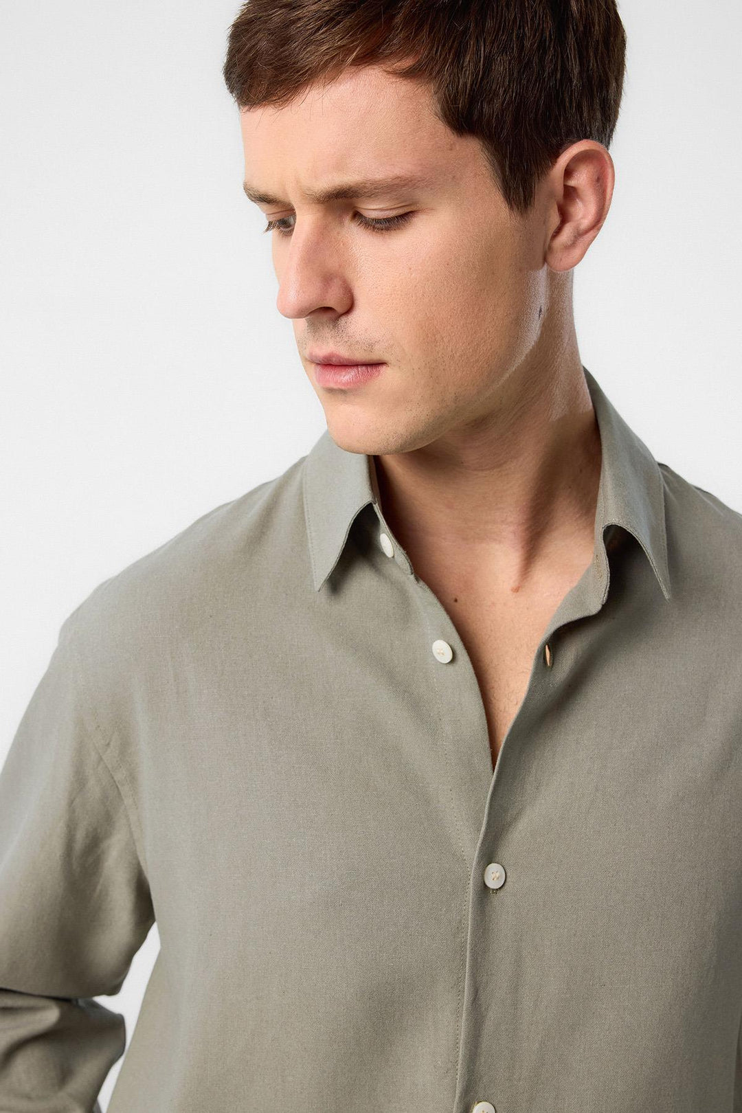 ANT Antioch Haki Relax Fit Linen Blend Men's Shirt - Hamburg