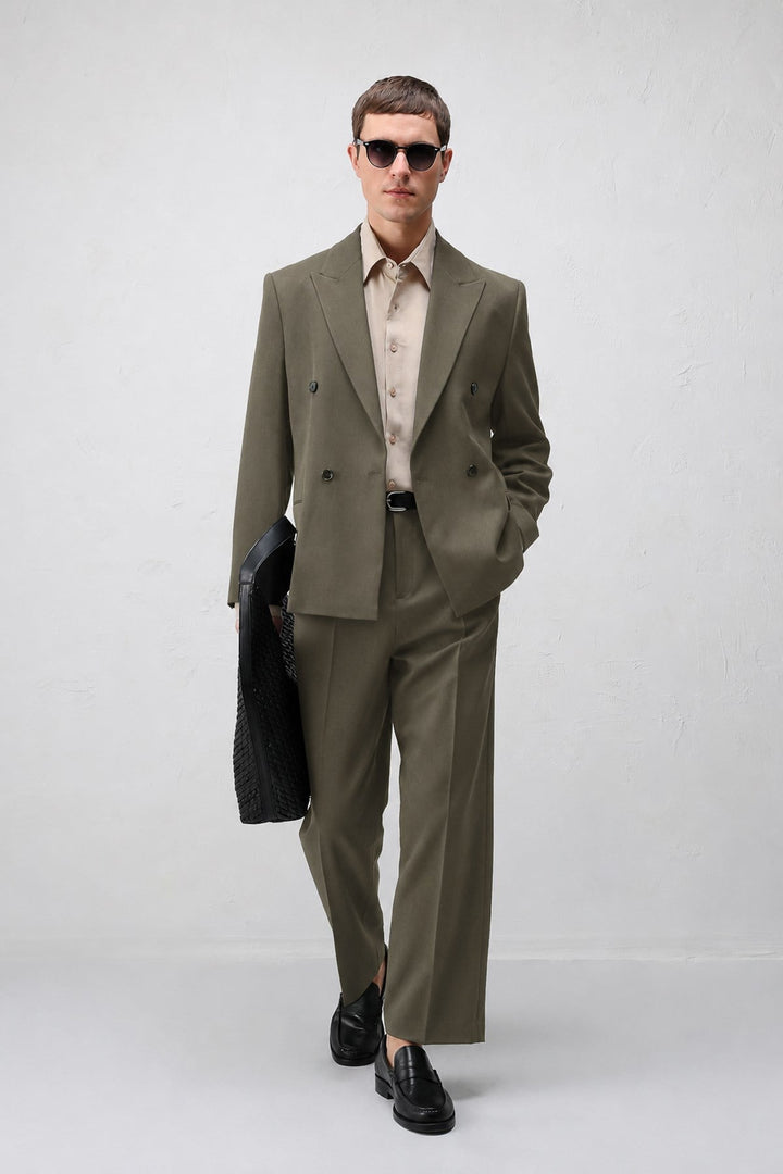 ANT Antioch Haki Relax Fit Kruvaze Erkek Blazer Ceket - Tarragona