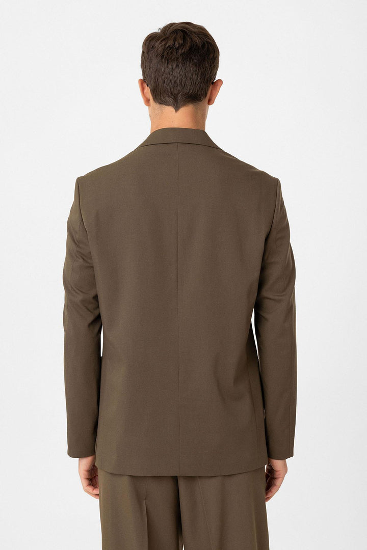 ANT Antioch Haki Relax Fit Double Breasted Closure Men's Technical Blazer Jacket - Tlalmanalco