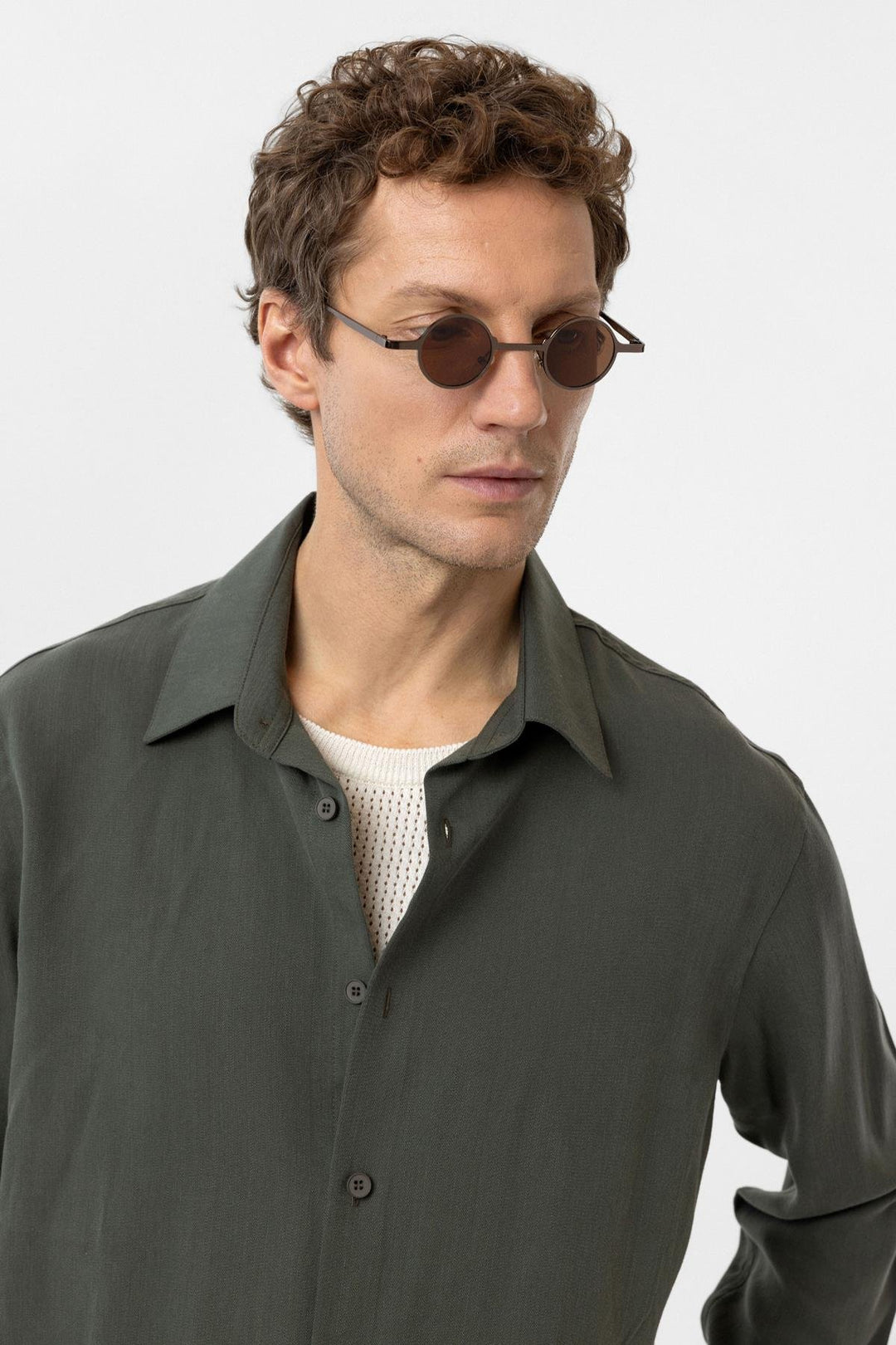 ANT Antioch Haki Relax Fit Lyocell Fabric Men's Shirt - Lingen