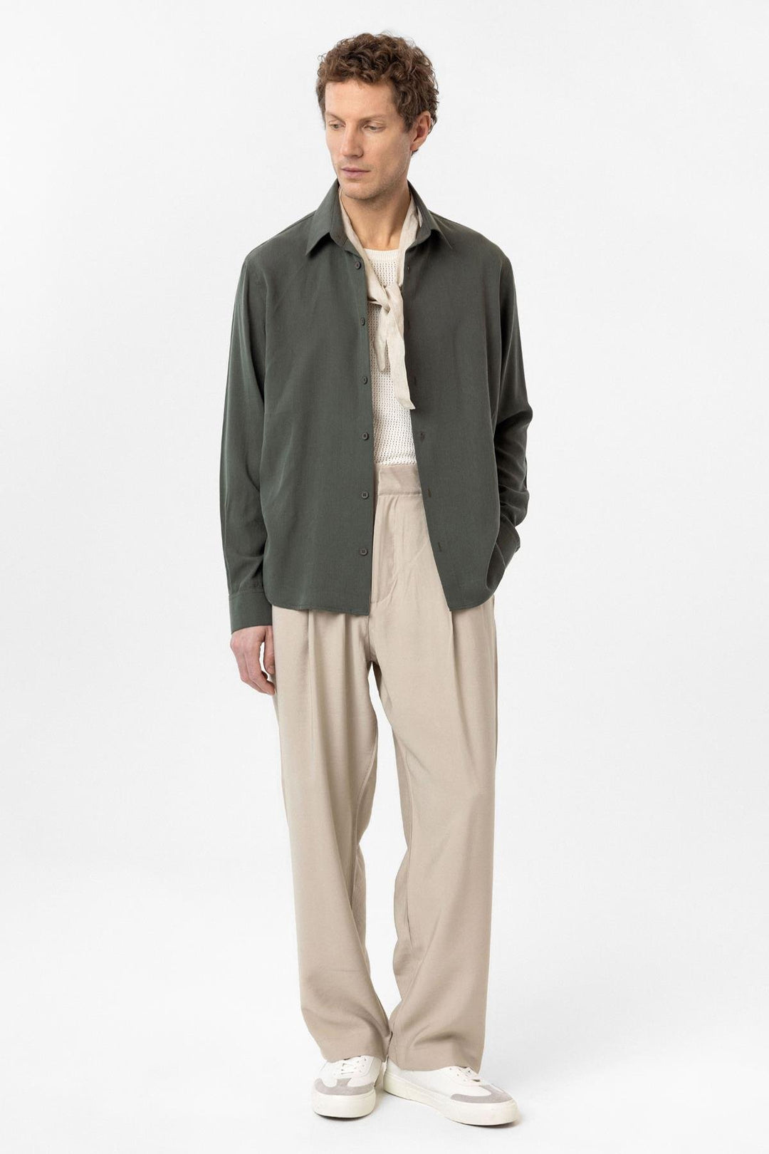 ANT Antioch Haki Relax Fit Lyocell Fabric Men's Shirt - Lingen