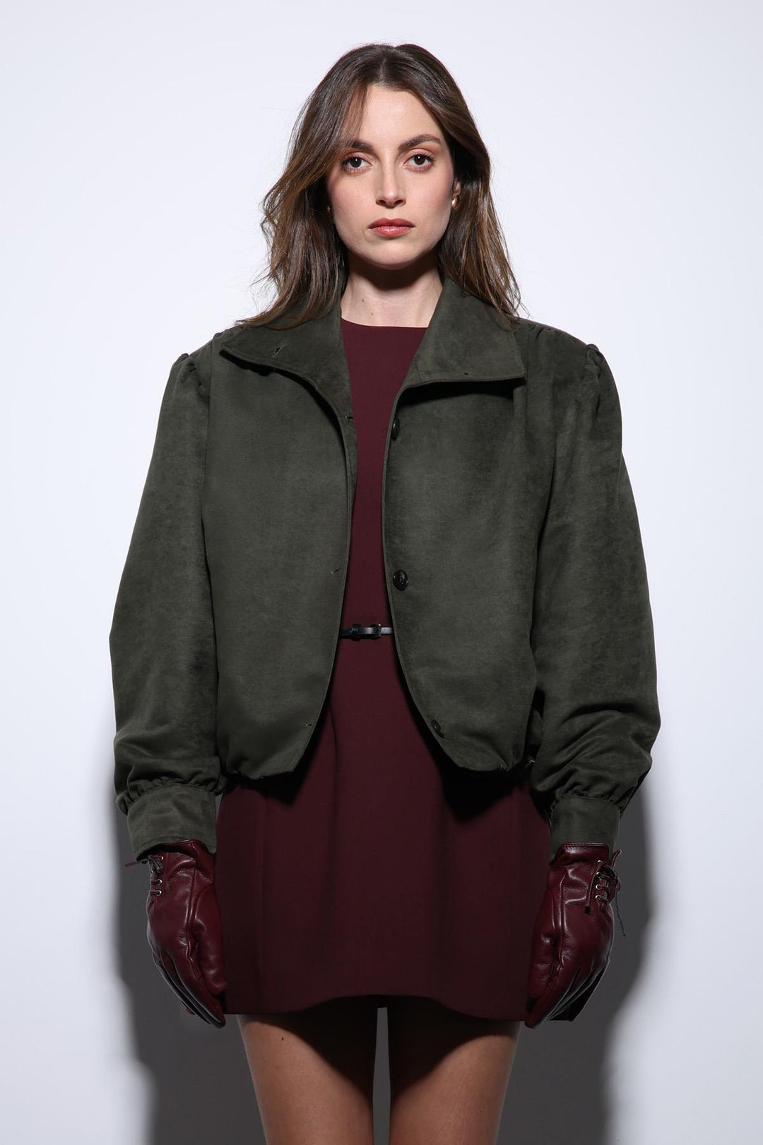 ANT Antioch Khaki Suede-Look Bomber Women's Jacket - Norwalk