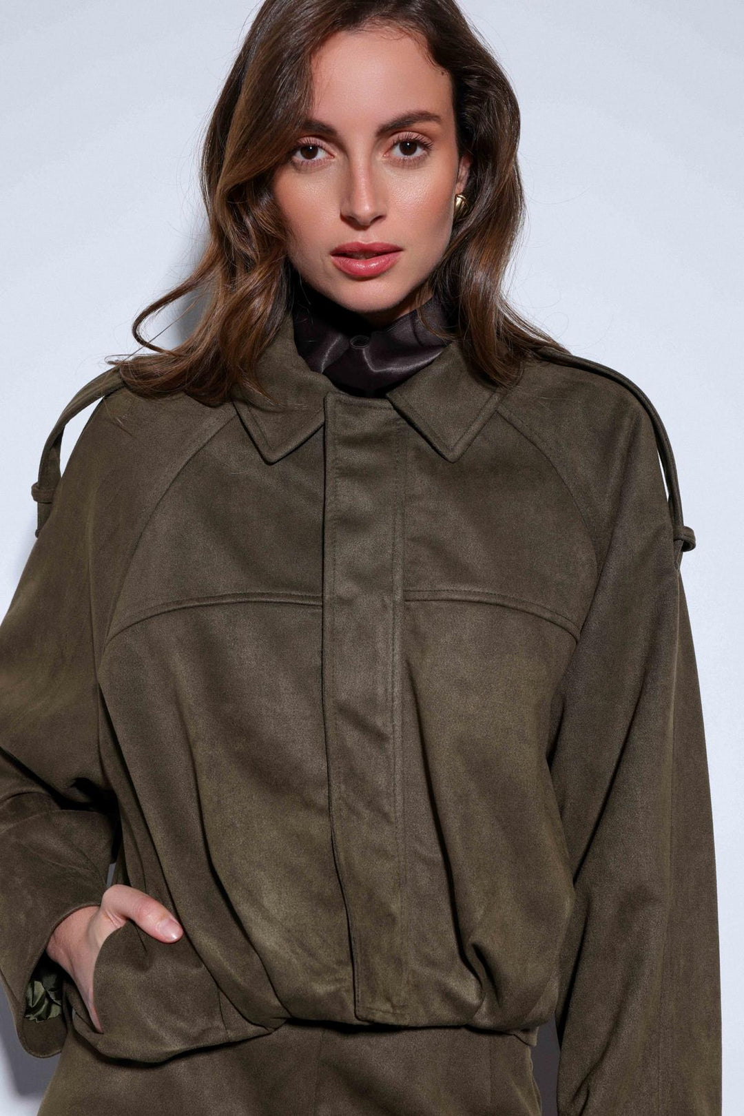 ANT Antioch Beige Suede-Look Bomber Women's Jacket - Chisinau