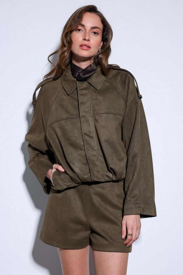 ANT Antioch Beige Suede-Look Bomber Women's Jacket - Chisinau