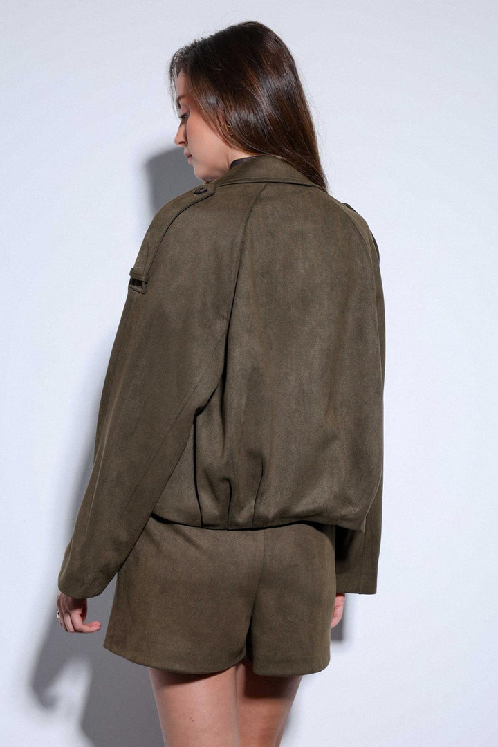 ANT Antioch Beige Suede-Look Bomber Women's Jacket - Chisinau