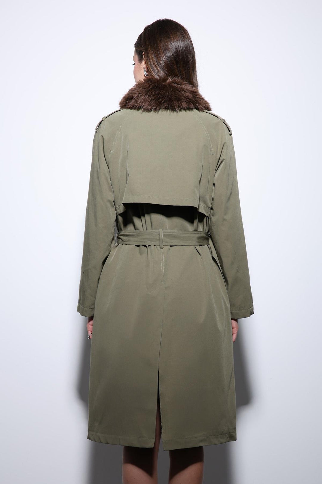 ANT Antioch Beige Faux Fur Collar Women's Trench Coat - St. Albert