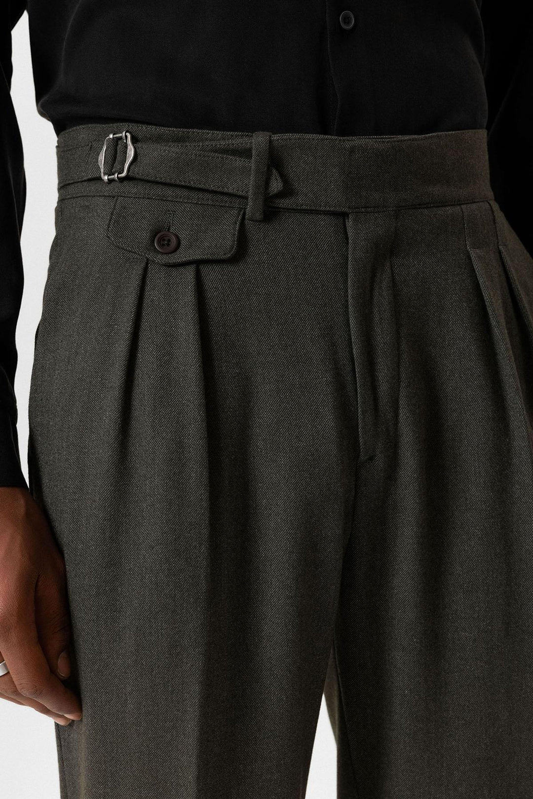 ANT Antioch Haki Toka Detailed High Waisted Men's Pants - Acambay