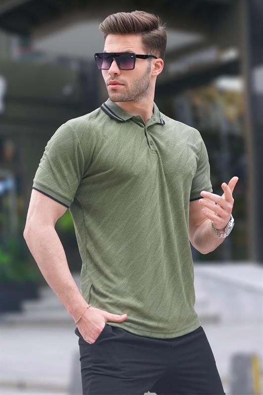 MDX Haki Green Polo Neck Regular Fit Men's T-shirt 6110 - Bagneux