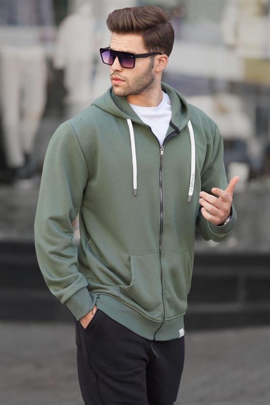 MDX Khaki Green Zippered Hooded Sweatshirt 6161 - Brasschaat