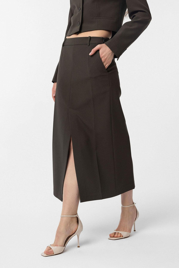 ANT Antioch Khaki Slit Women's Pencil Skirt - Covington