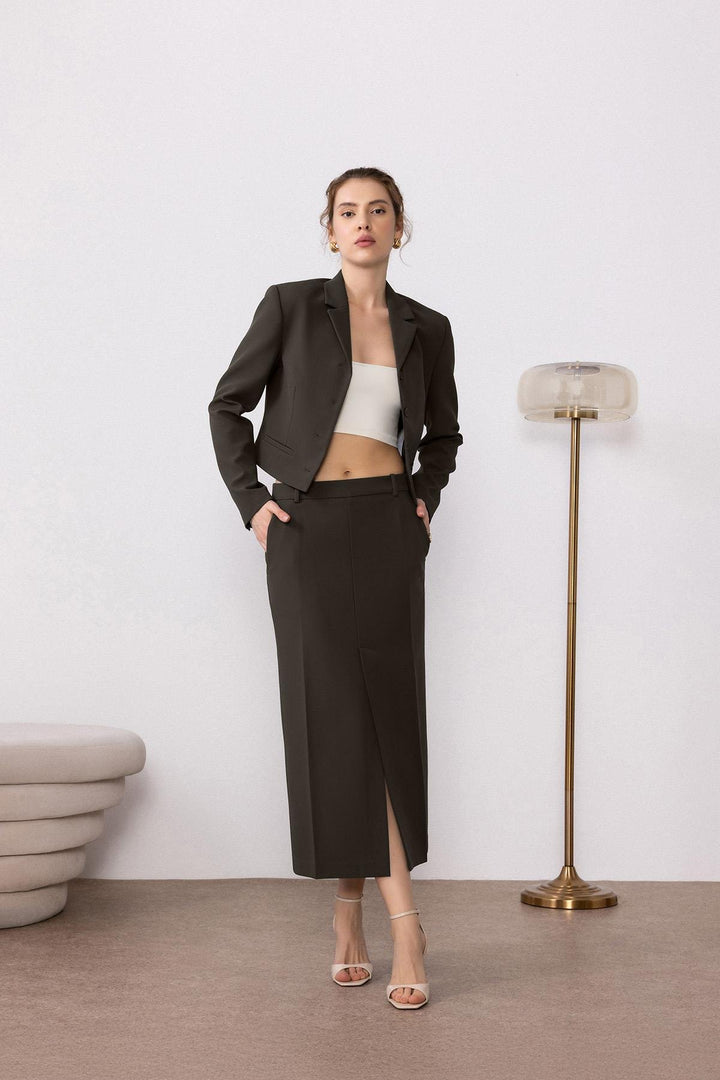 ANT Antioch Khaki Slit Women's Pencil Skirt - Covington