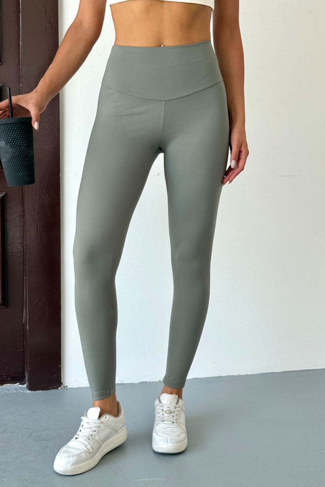Haki High Waist Light Touch Soft Textured Leggings BCCM-253003 - Mission Bend