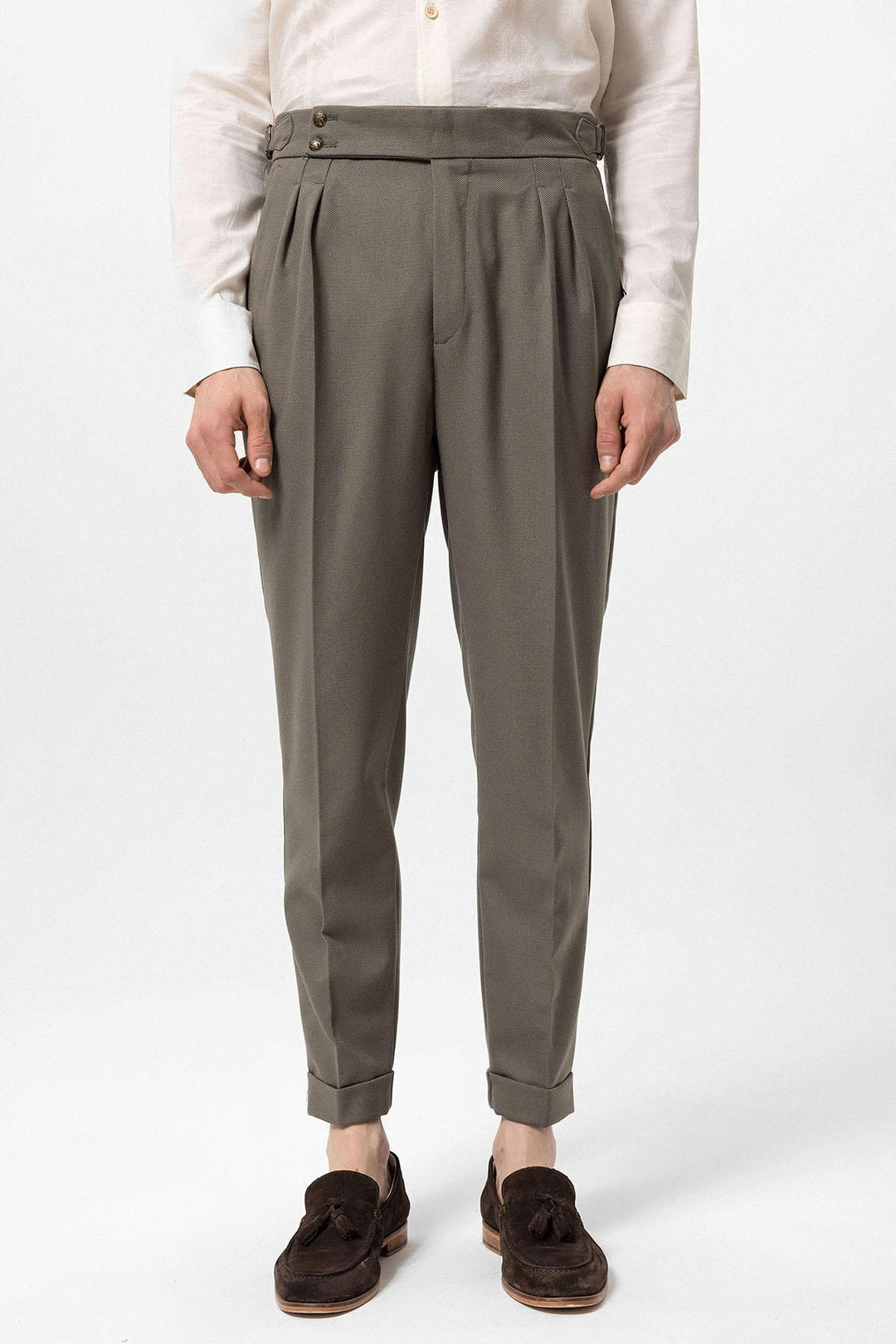ANT Antioch High-Waisted Belted Pleated Fabric Pants - Methuen Town