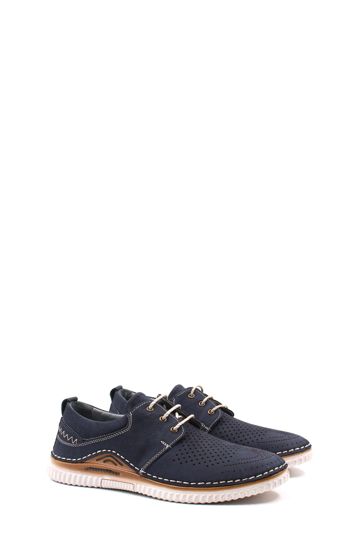 حذاء FST جلد طبيعي للرجال كاجوال 662MA46 Nubuck كحلي - ماسا
