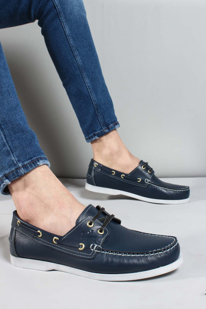 FST Genuine Leather Men's Casual Shoes 858XATIMBIR Navy Blue - Grand Island