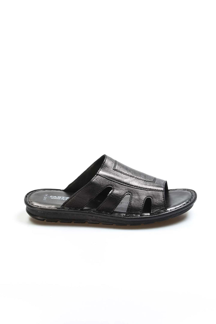 FST Genuine Leather Men's Flat Slippers 018MA127791 Black Orlondo - Hamm