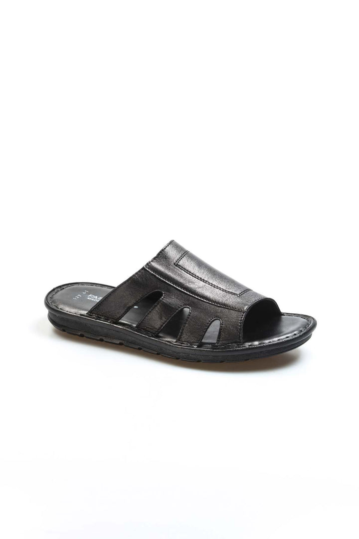 FST Genuine Leather Men's Flat Slippers 018MA127791 Black Orlondo - Hamm